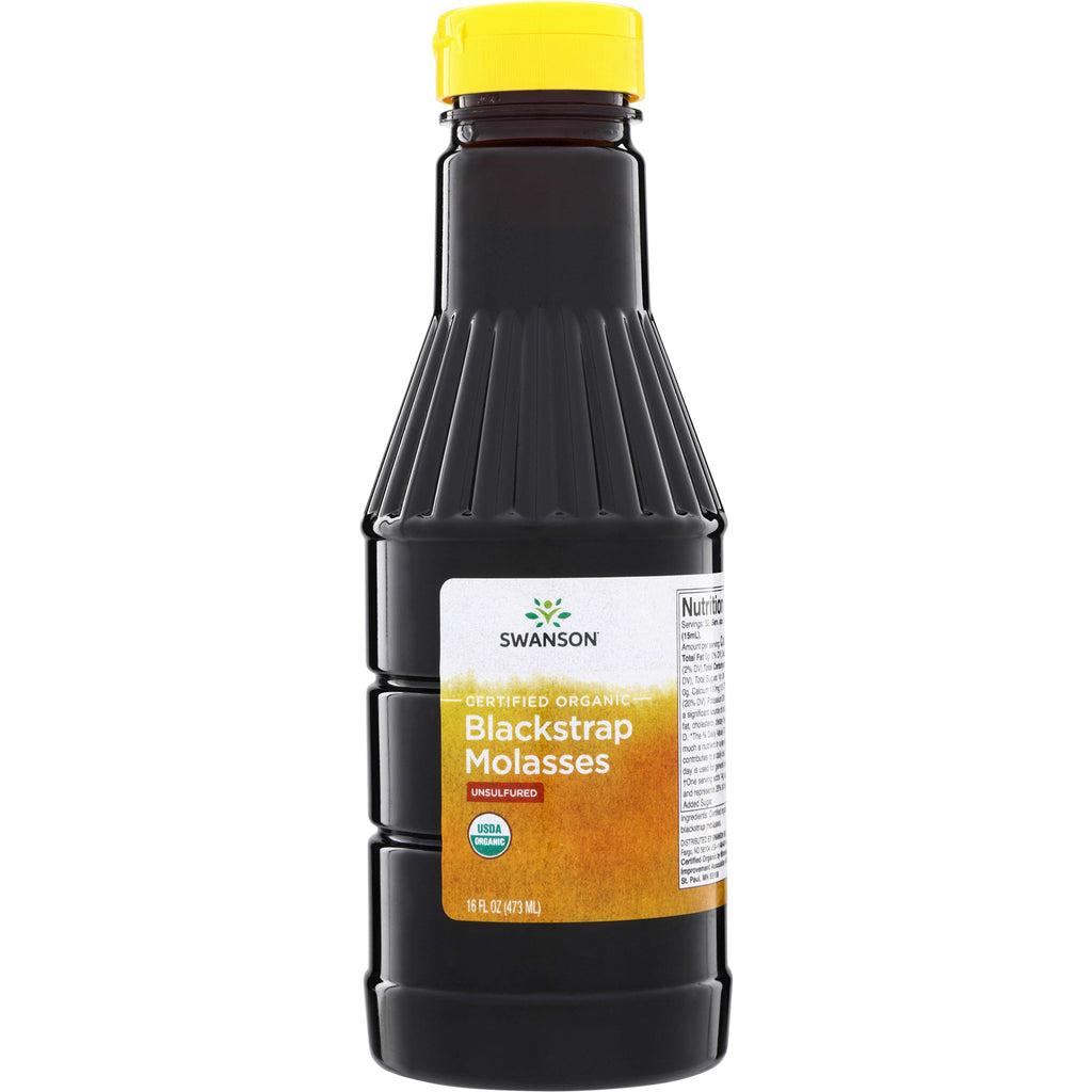 SWF153 | Swanson Certified Organic Blackstrap Molasses, Unsulfured, 16 fl oz bottle with USDA Organic seal - Thumbnail