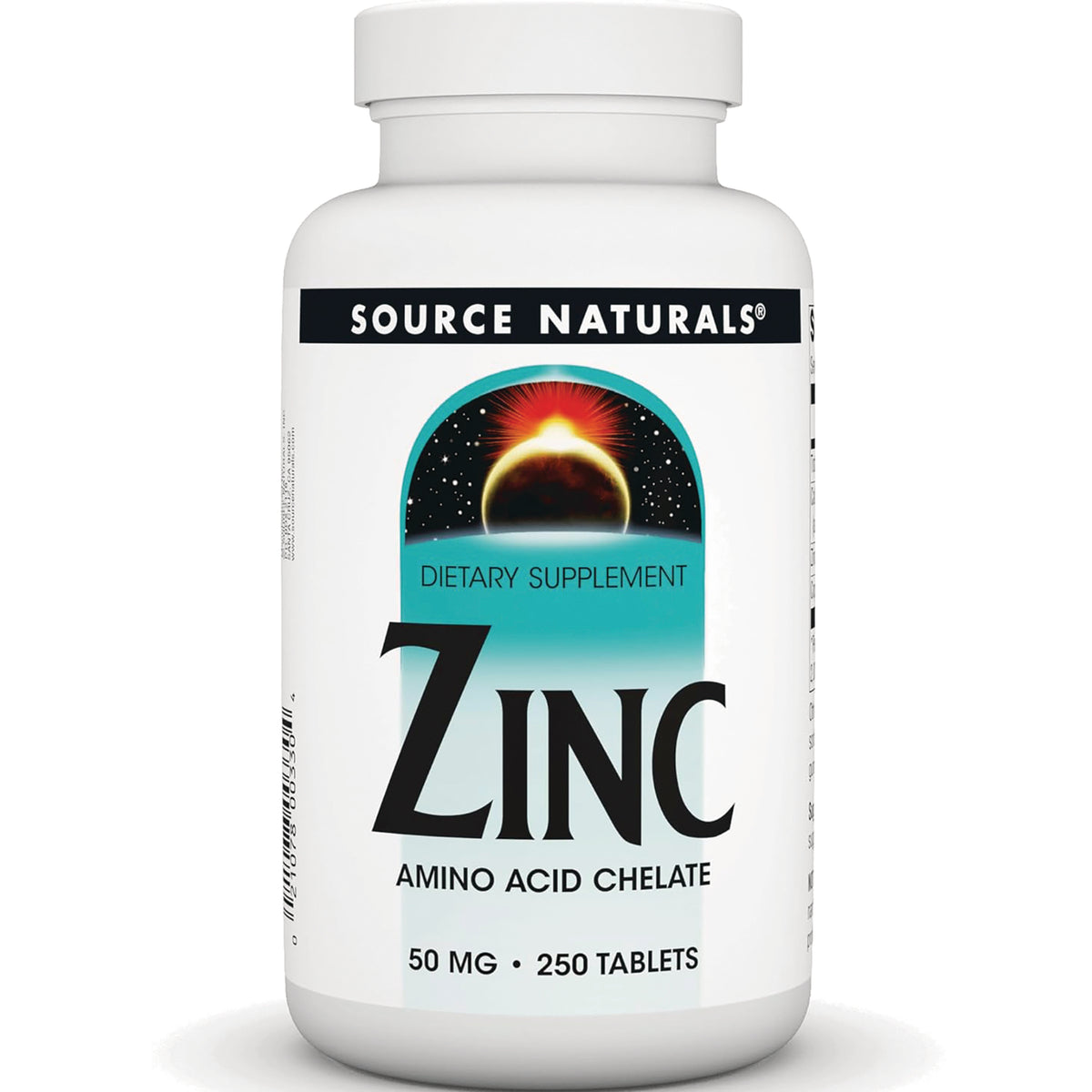 SN580 | Source Naturals Zinc Amino Acid Chelate dietary supplement, 50 mg, 250 tablets