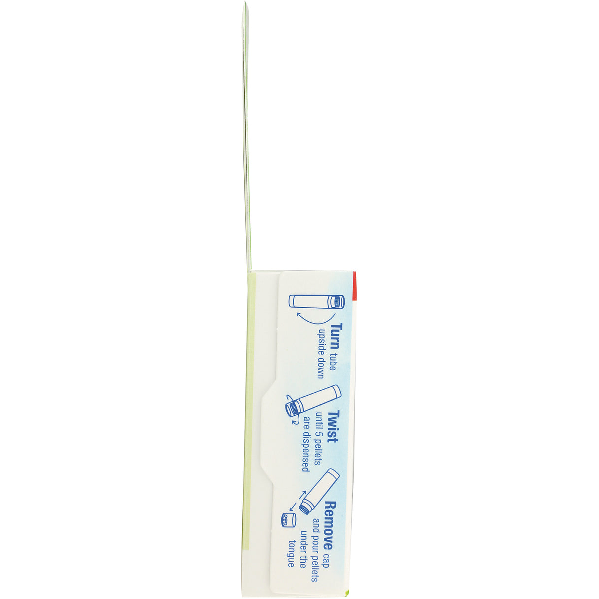 BRN100 | product infographic panel showing illustrations and text: Turn tube upside down; Twist to dispense pellets; Remove cap