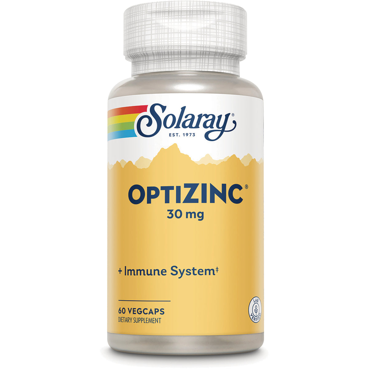 SLR205 | Solaray OPTIZINC 30 mg supplement bottle front, 60 vegcaps labeled Immune System