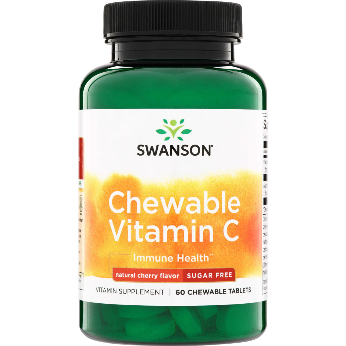 SW1538 | Swanson Chewable Vitamin C, natural cherry flavor, sugar free, 60 chewable tablets