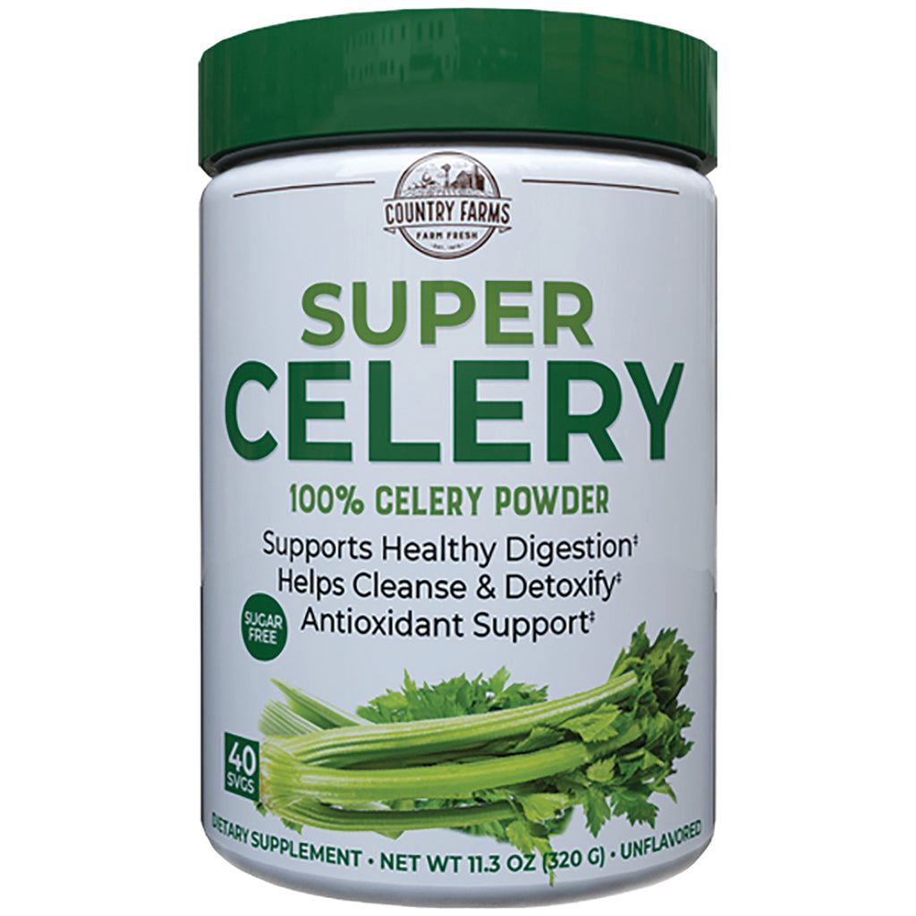CFR004 | jar labeled SUPER CELERY 100% CELERY POWDER dietary supplement with celery stalks on label - Thumbnail