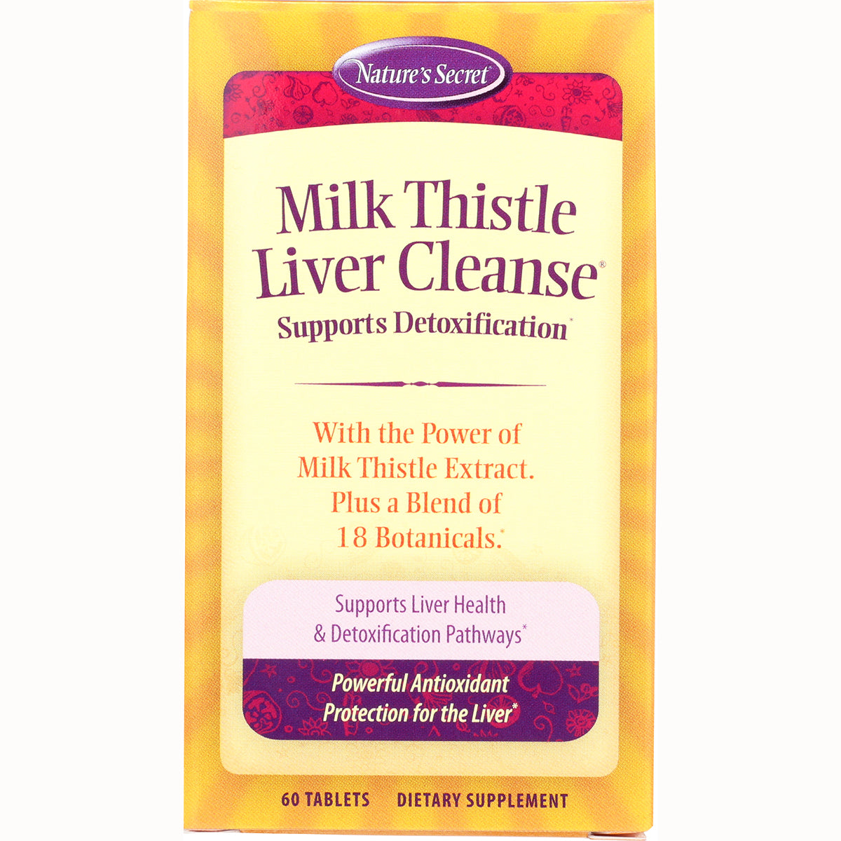 NTS28 | Nature's Secret Milk Thistle Liver Cleanse supplement box front, 60 tablets, supports detoxification