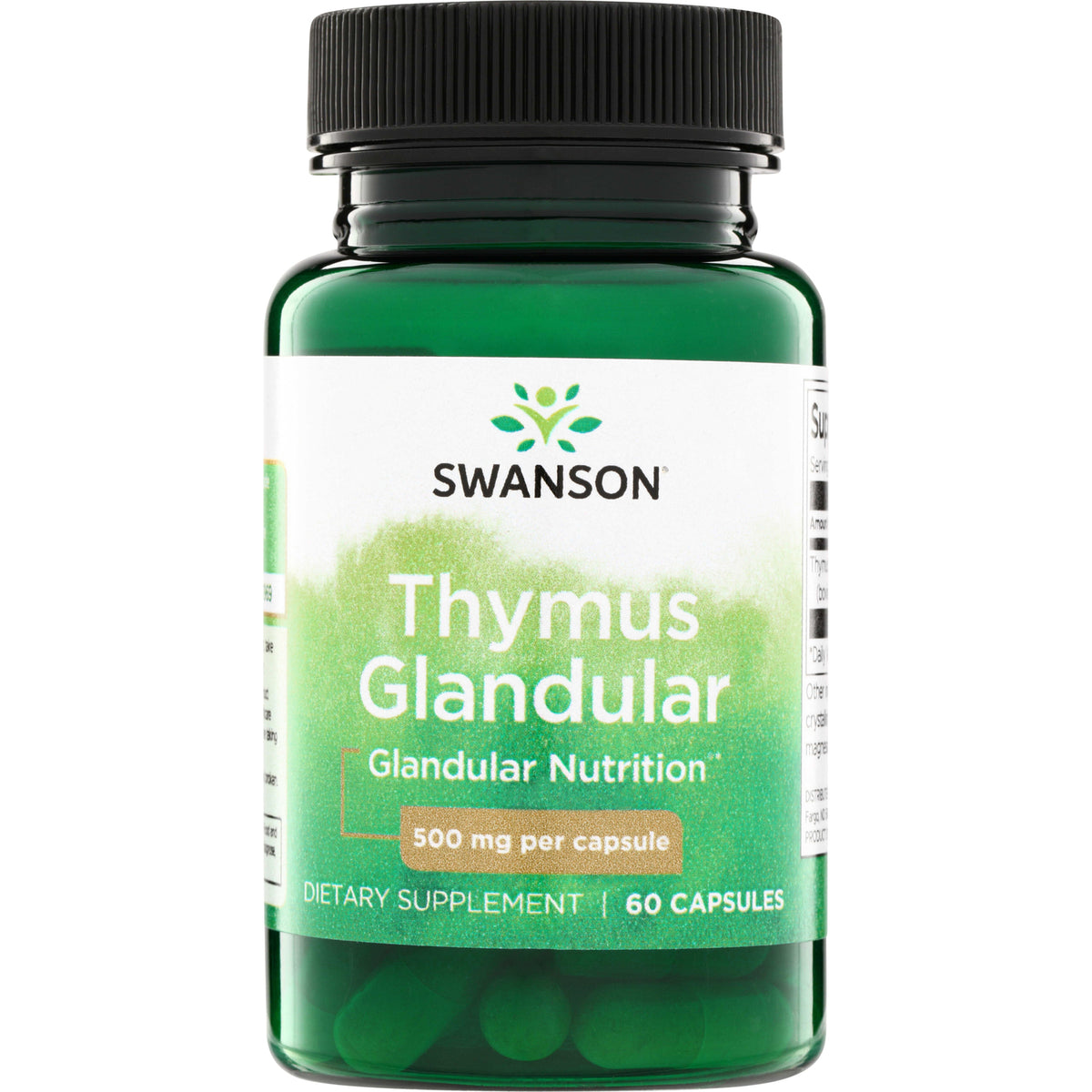 SW1227 | Swanson Thymus Glandular, 500 mg per capsule, 60 capsules bottle front