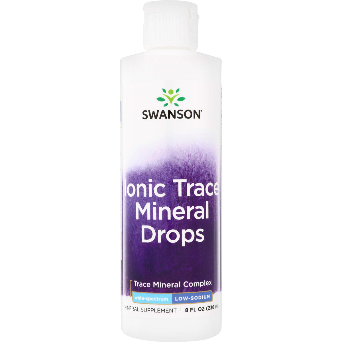 SWU385 | Swanson Ionic Trace Mineral Drops bottle, front label reads "Ionic Trace Mineral Drops", 8 fl oz
