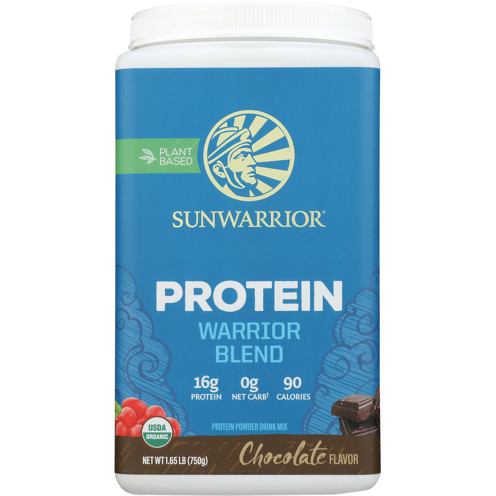 SNW022 | Sunwarrior Protein Warrior Blend, Chocolate flavor, plant based, 16g protein, 0g net carb, 90 calories - Thumbnail