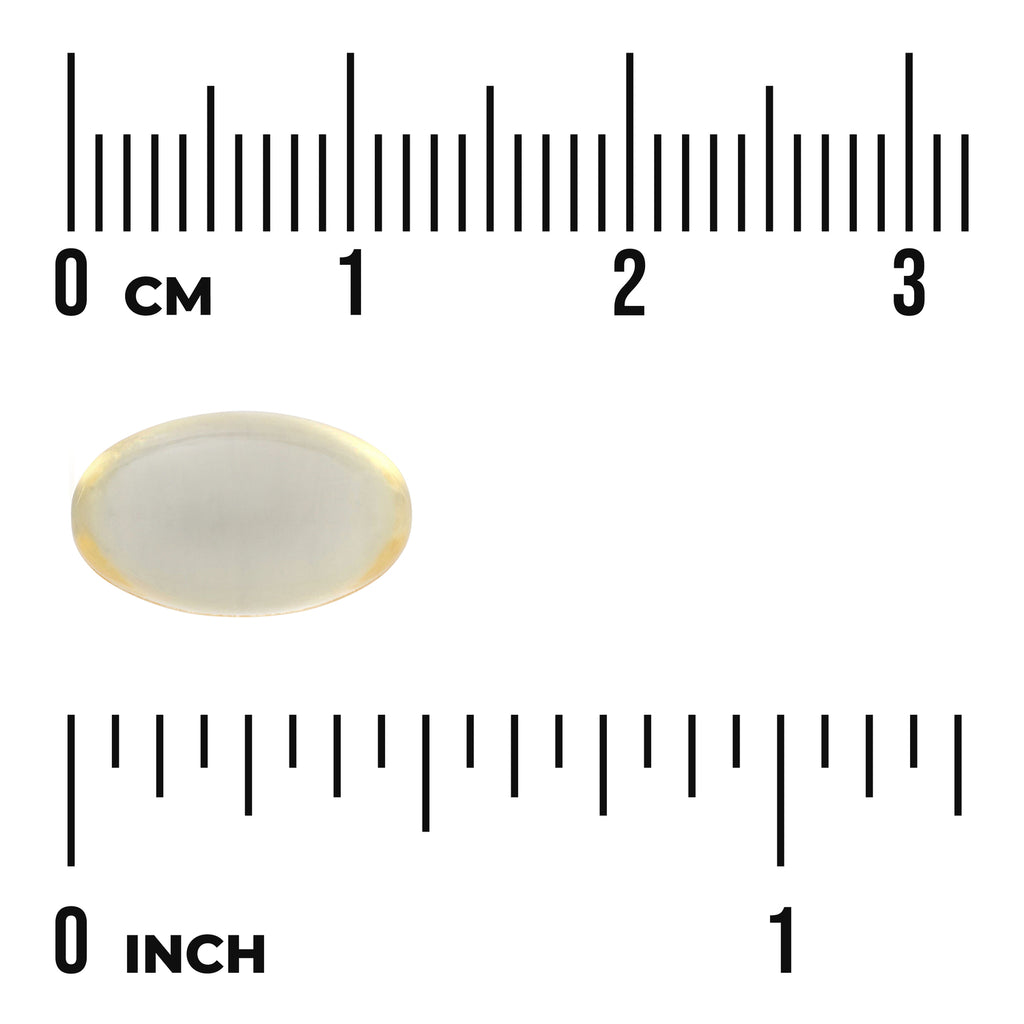 SW1437 | Softgel size shown against centimeter and inch rulers - Thumbnail