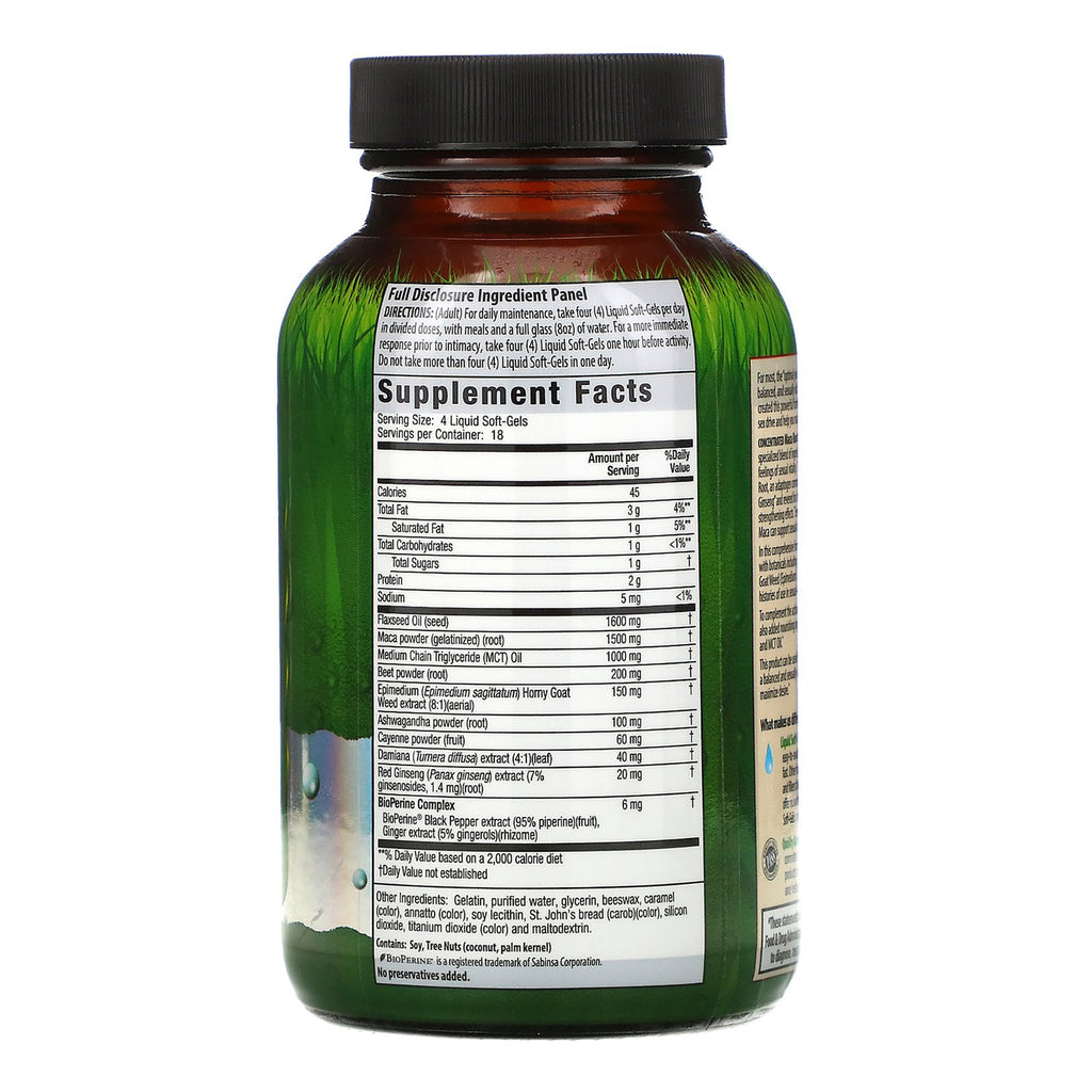 IR141 | Back label showing Supplement Facts and ingredient panel on green supplement bottle - Thumbnail
