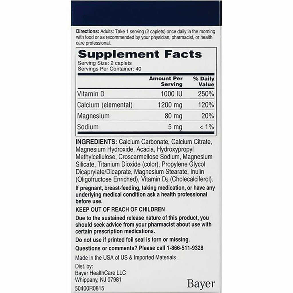CCL004 | Back panel showing Supplement Facts listing Vitamin D 1000 IU, Calcium 1200 mg, Magnesium 80 mg and ingredients - Thumbnail