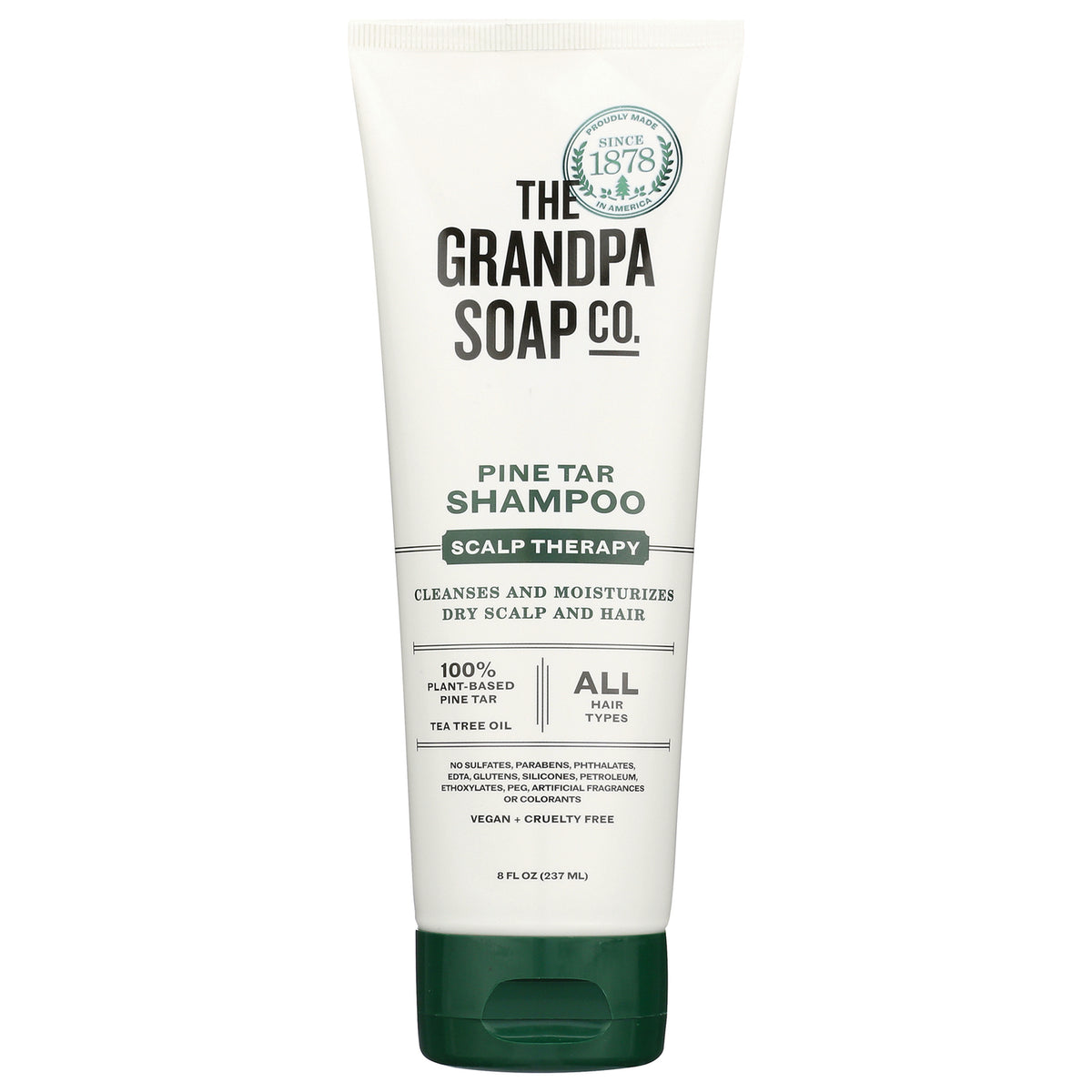 GP017 | The Grandpa Soap Co. Pine Tar Shampoo tube, scalp therapy for dry scalp and hair, 8 fl oz