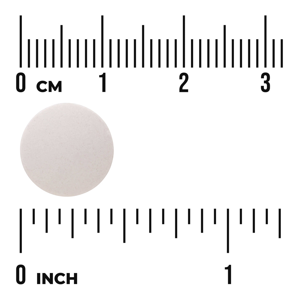 SWU719 | Round white tablet shown with size scale in cm and inches - Thumbnail