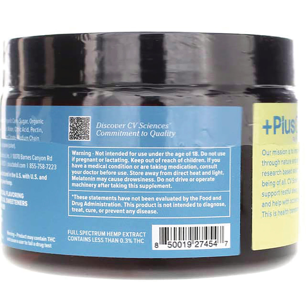 CV044 | back of dark jar showing a blue label with warning text box and barcode - Thumbnail