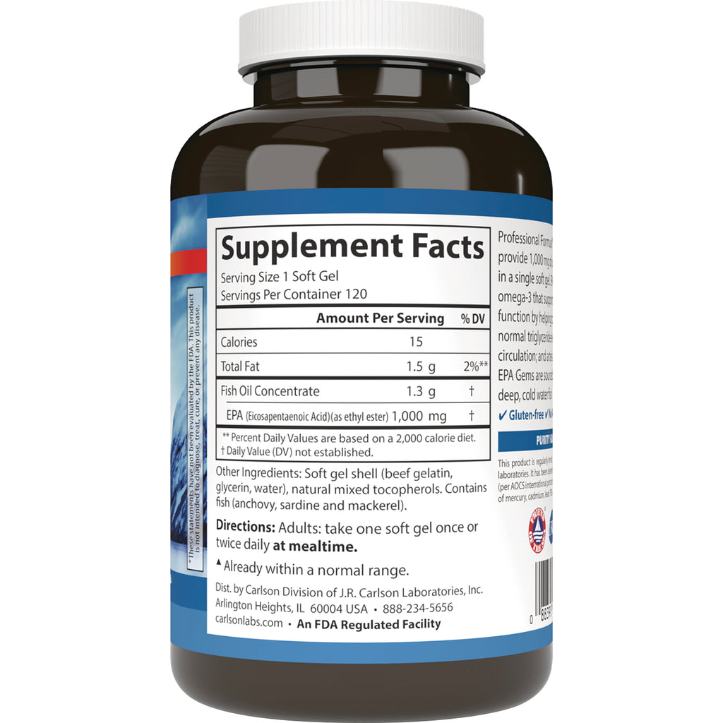 CSN248 | bottle back showing Supplement Facts panel and directions for soft gel fish oil - Thumbnail