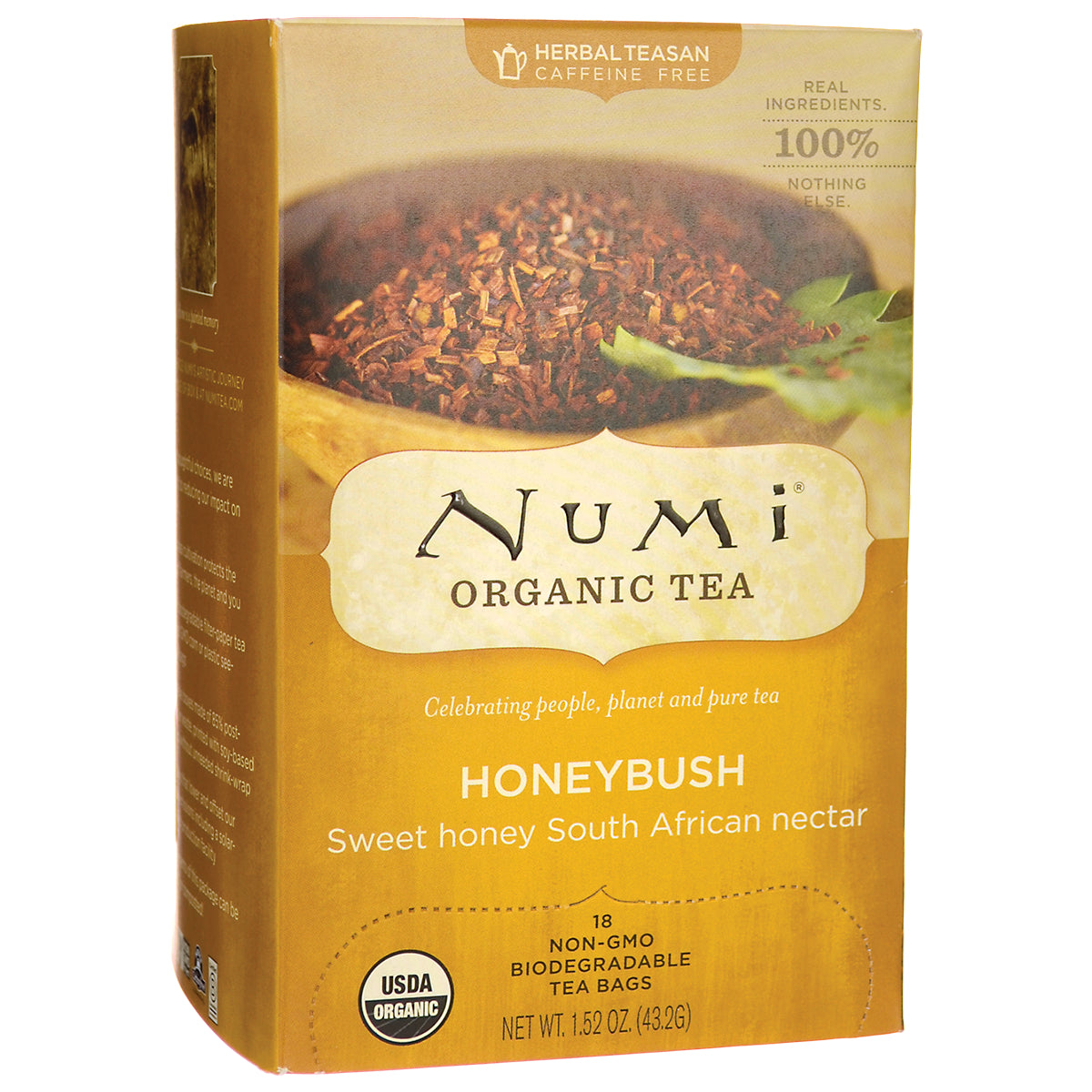 NUM019 | Numi Organic Tea Honeybush box front with USDA Organic label