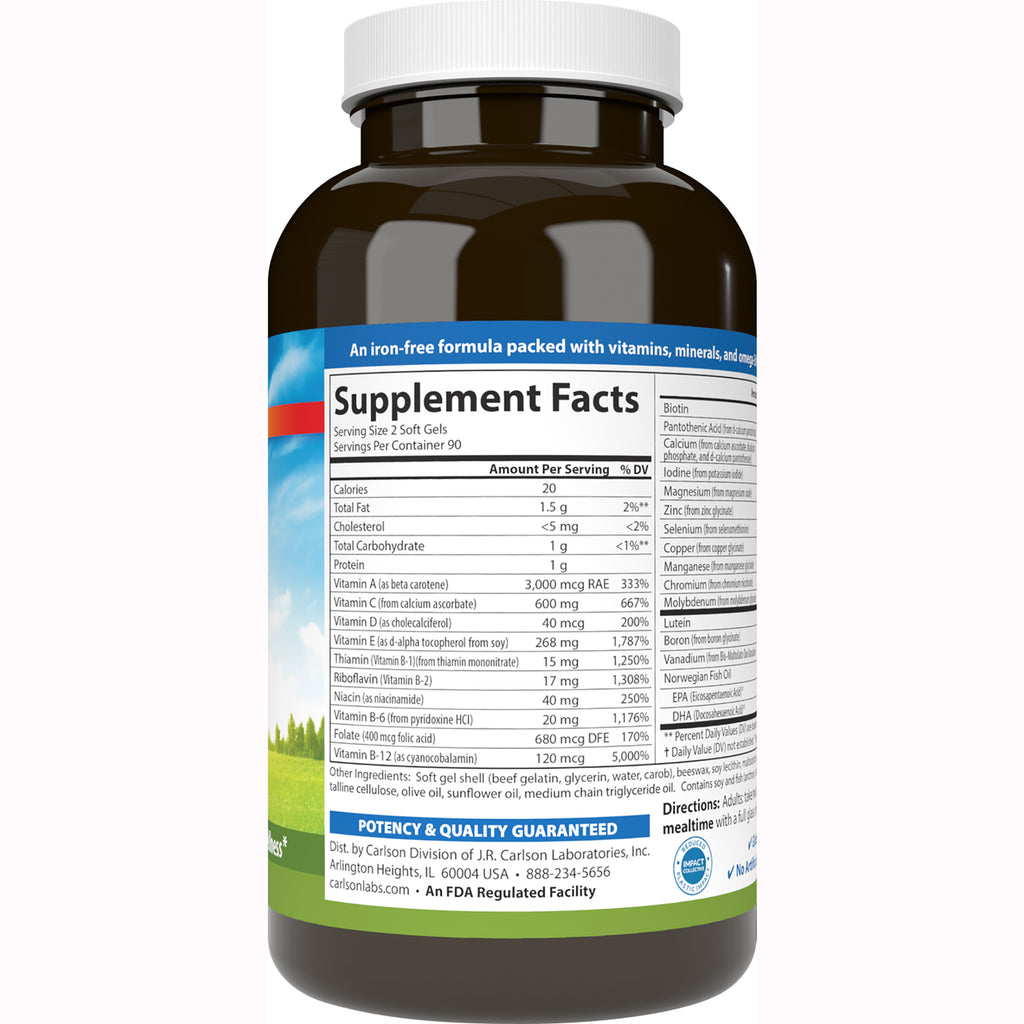 CSN182 | Supplement Facts nutrition panel and ingredient list on back of brown supplement bottle - Thumbnail