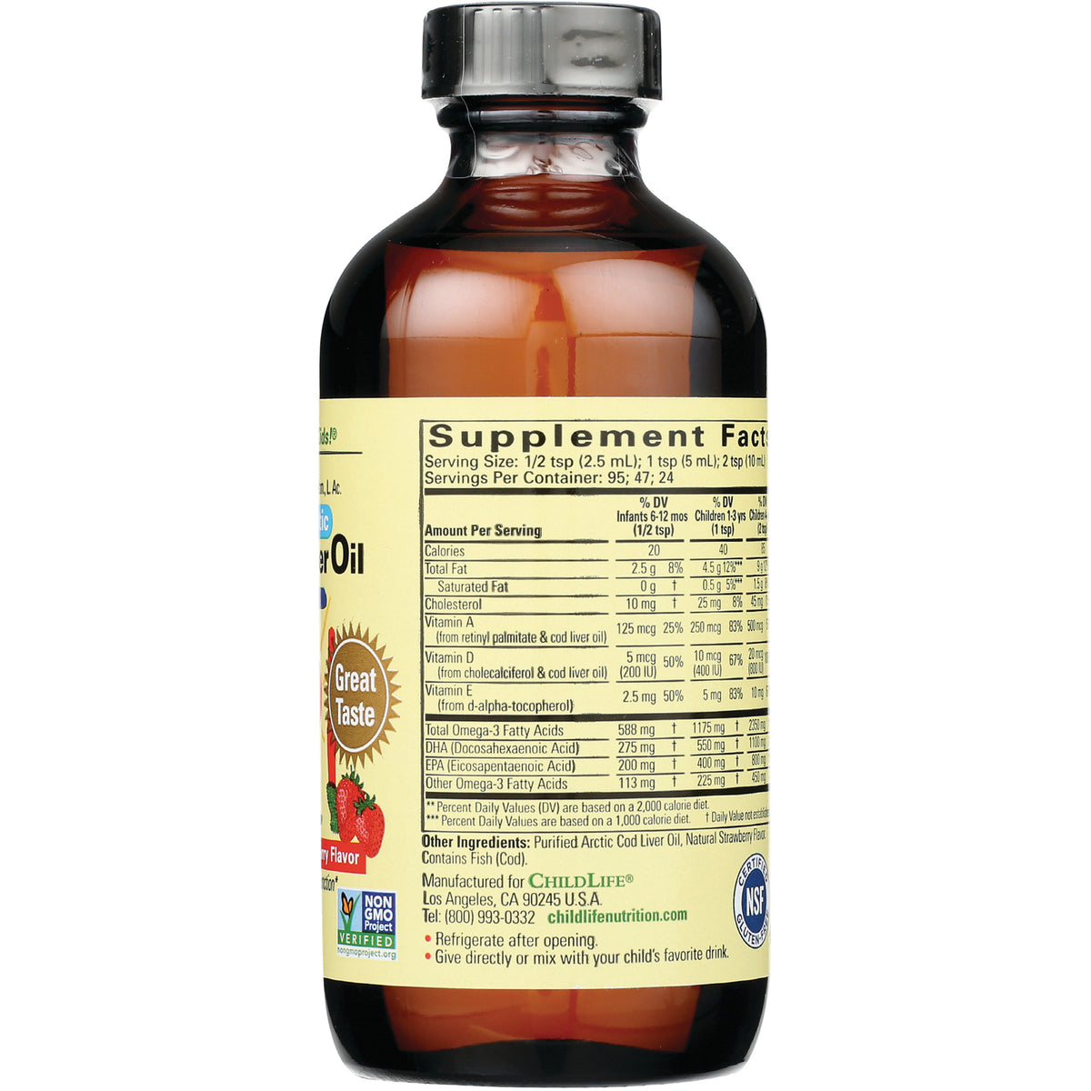 CHL003 | bottle back showing supplement facts label and nutrition table