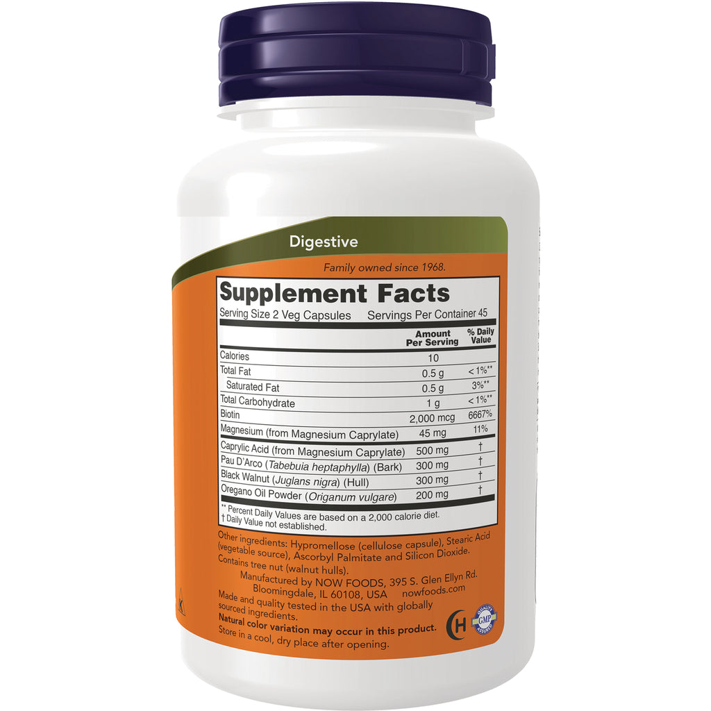 NWF034 | Back label showing Supplement Facts with serving size, ingredients and nutrient amounts on white bottle - Thumbnail
