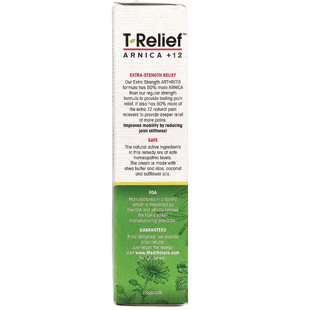 MNA028 | Back panel with T-Relief ARNICA +12 extra-strength relief text, safety, FDA inspection, and refund guarantee - Thumbnail
