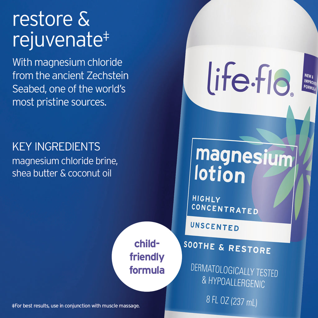 LFH086 | Life-flo magnesium lotion infographic with key ingredients and child-friendly formula callout - Thumbnail