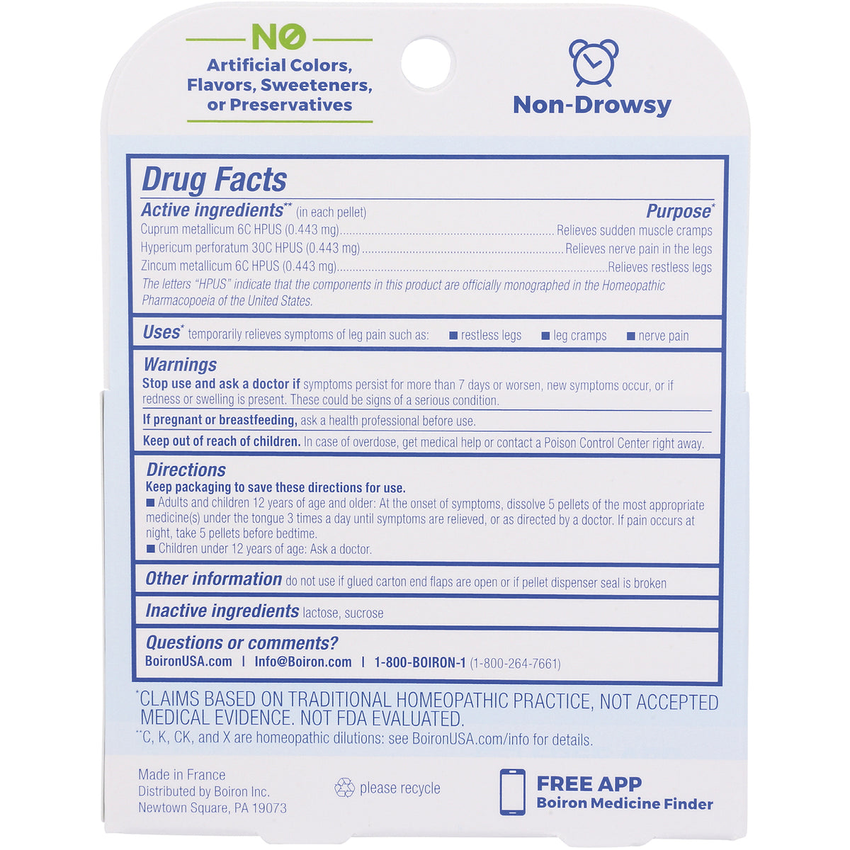 BRN098 | Back panel showing Drug Facts, active and inactive ingredients, warnings and directions