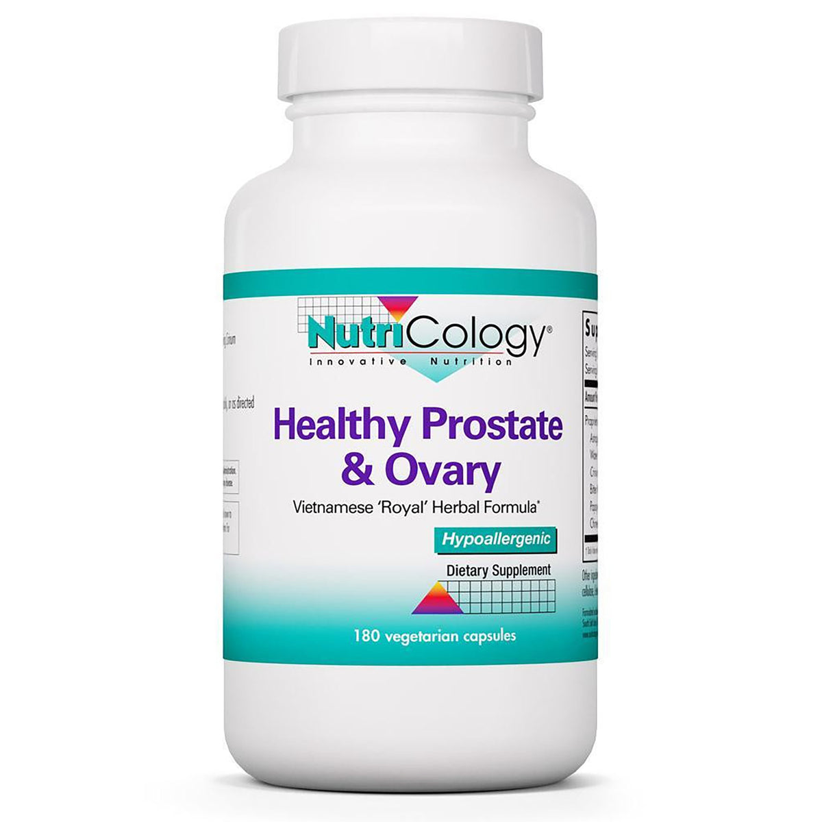 NCL052 | NutriCology Healthy Prostate & Ovary bottle, Vietnamese 'Royal' herbal formula, hypoallergenic, 180 vegetarian capsules