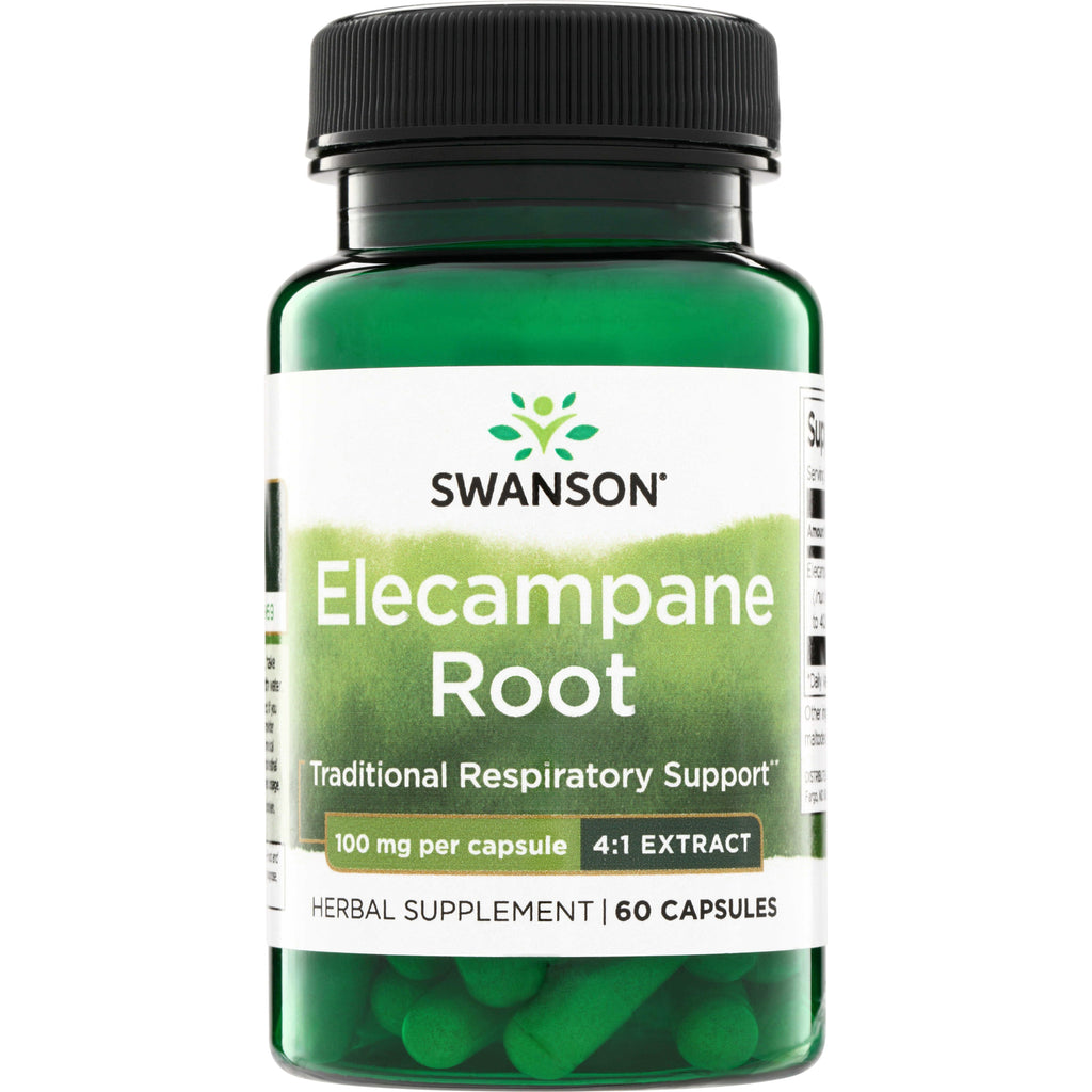 SW1297 | Swanson Elecampane Root 60-capsule bottle, 100 mg per capsule, 4:1 extract, Traditional Respiratory Support - Thumbnail