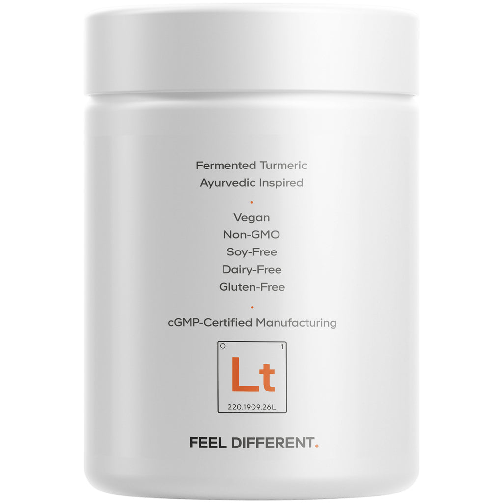 CDG014 | Back of white supplement jar showing claims Vegan, Non-GMO, Soy-Free, Dairy-Free, Gluten-Free and cGMP certified with Lt logo - Thumbnail
