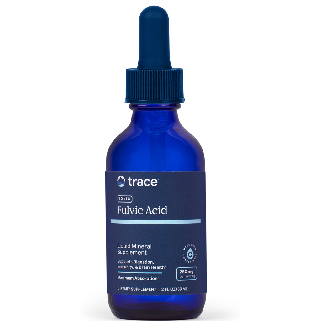TM126 | Trace Fulvic Acid ionic liquid mineral supplement, 2 fl oz dropper bottle front - Thumbnail