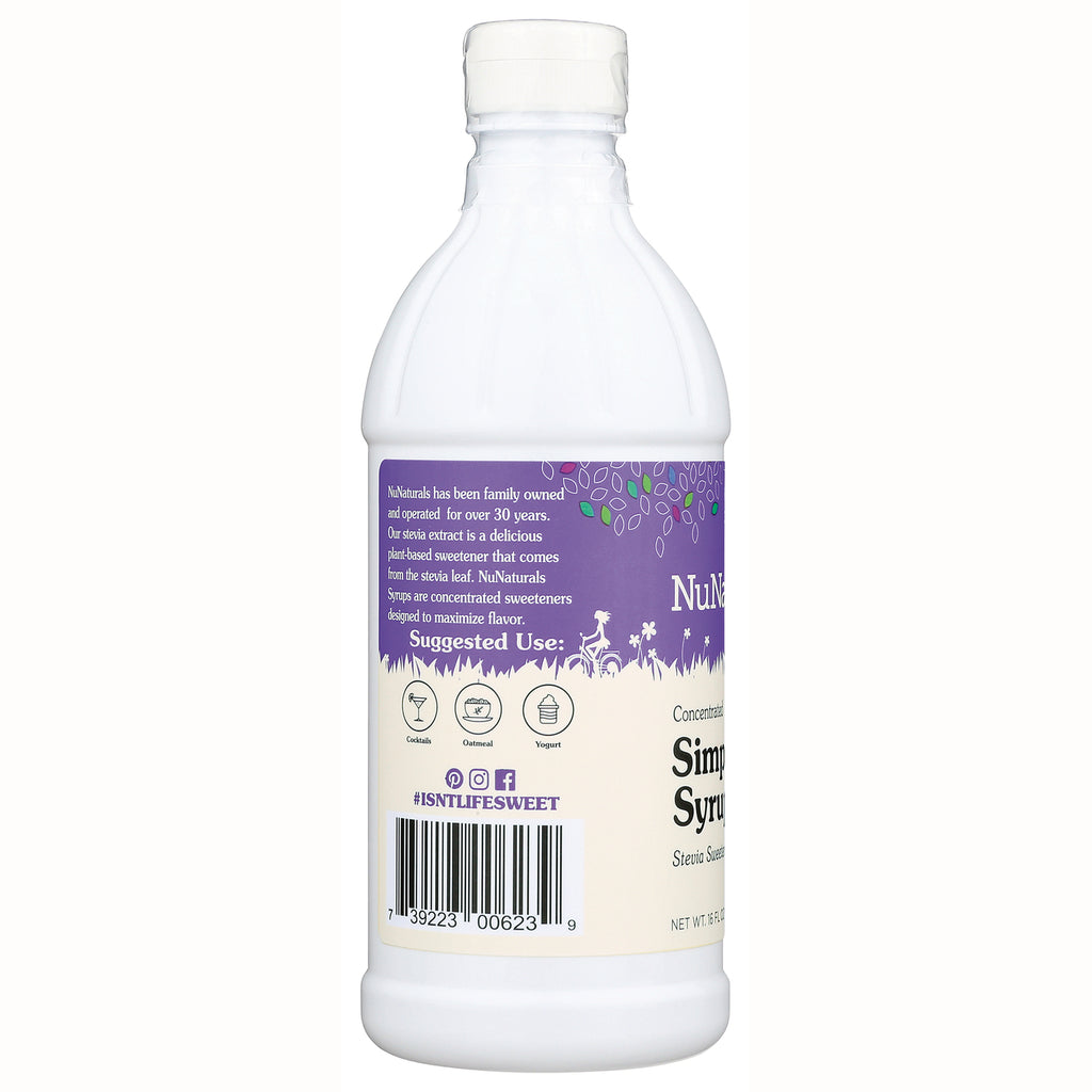 NN054 | back label of white syrup bottle showing purple panel with suggested use icons, text, and barcode - Thumbnail