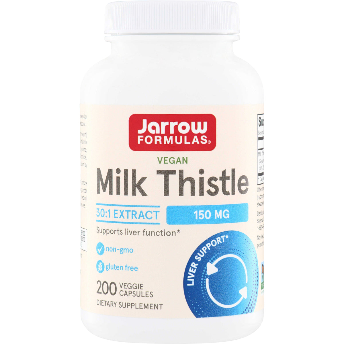 JR042 | Jarrow Formulas Vegan Milk Thistle 30:1 Extract 150 mg, 200 veggie capsules