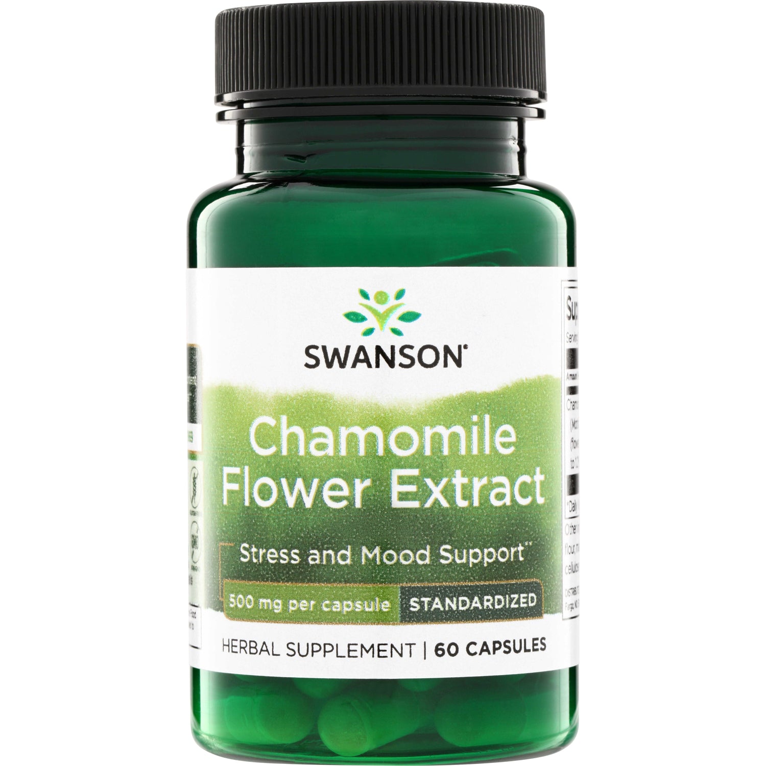SWH178 | Swanson Chamomile Flower Extract bottle, Stress and Mood Support, 500 mg per capsule, standardized, 60 capsules