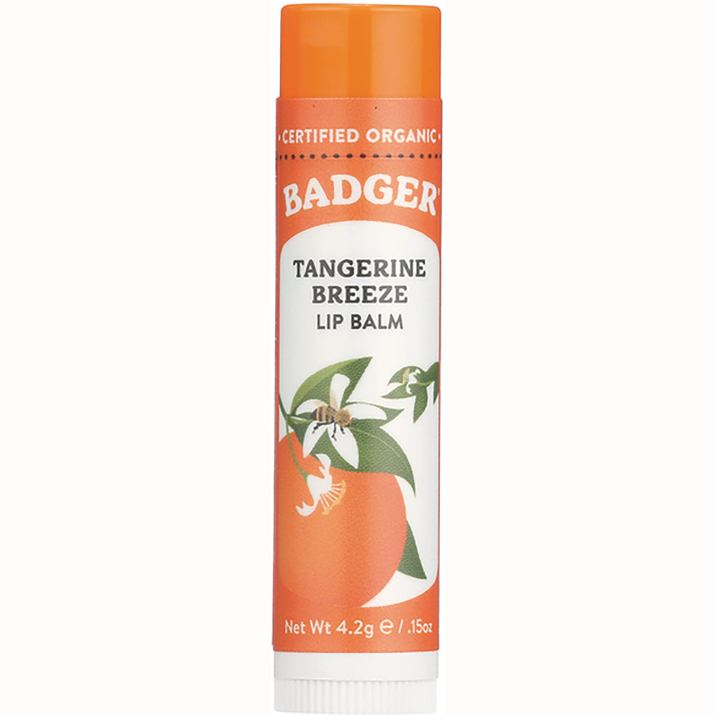 BAD006 | Badger Tangerine Breeze lip balm tube with orange and blossom illustration, Net Wt 4.2g - Thumbnail