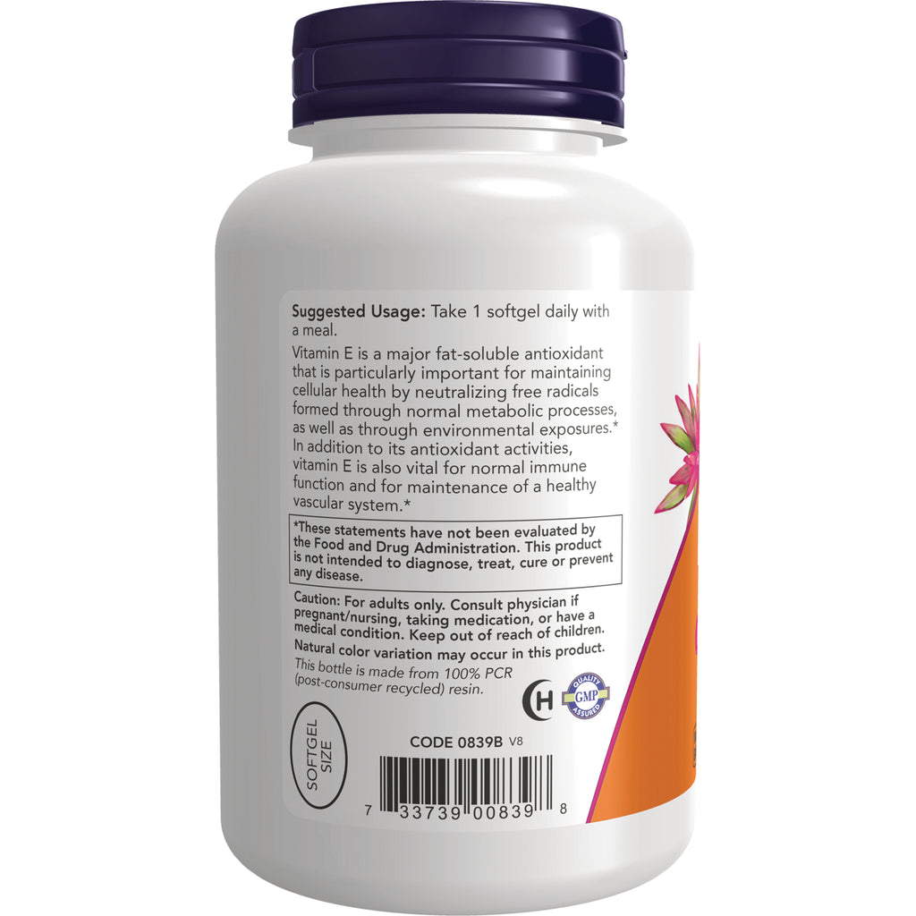 NWF1323 | White supplement bottle back label showing suggested usage, warnings, barcode and partial flower graphic - Thumbnail