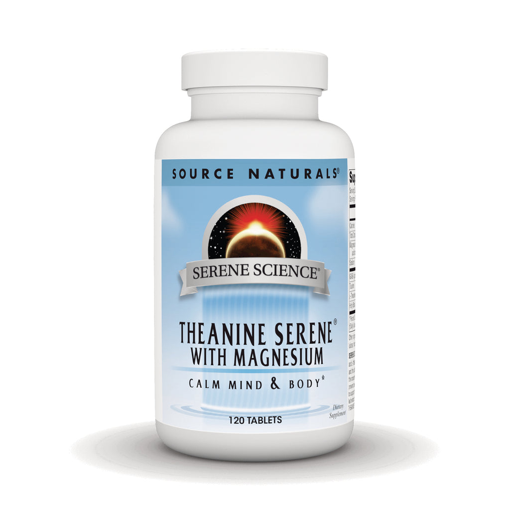 SN495 | Source Naturals Theanine Serene with Magnesium tablets bottle, Serene Science Calm Mind & Body, 120 count - Thumbnail