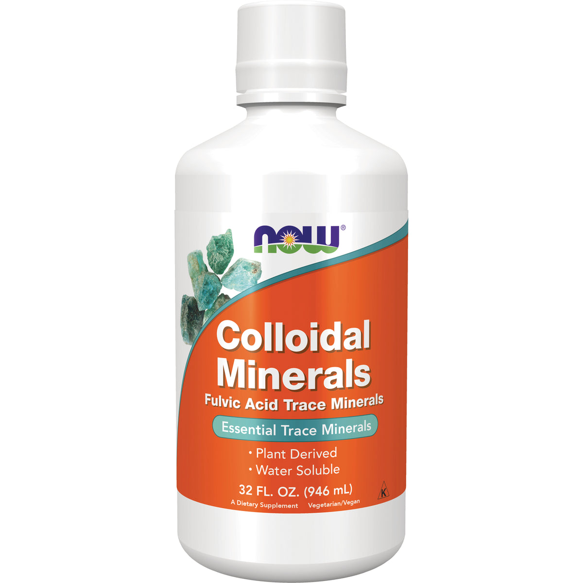 NWF1074 | NOW Colloidal Minerals liquid supplement 32 FL OZ bottle with orange label