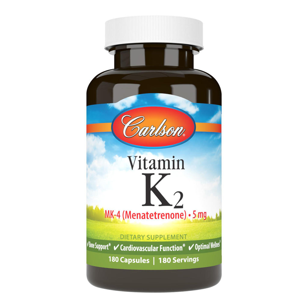 CSN189 | Carlson Vitamin K2 MK-4 (Menatetrenone) dietary supplement bottle, 180 capsules 5 mg - Thumbnail