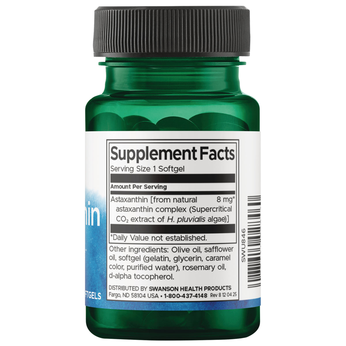 SWU846 | Back label with ingredients and serving information