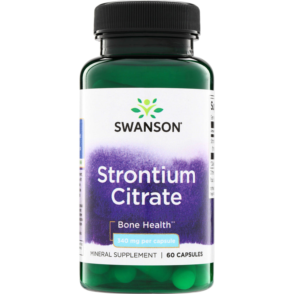 SW1195 | Swanson Strontium Citrate, Bone Health, 340 mg per capsule, mineral supplement, 60 capsules - Thumbnail