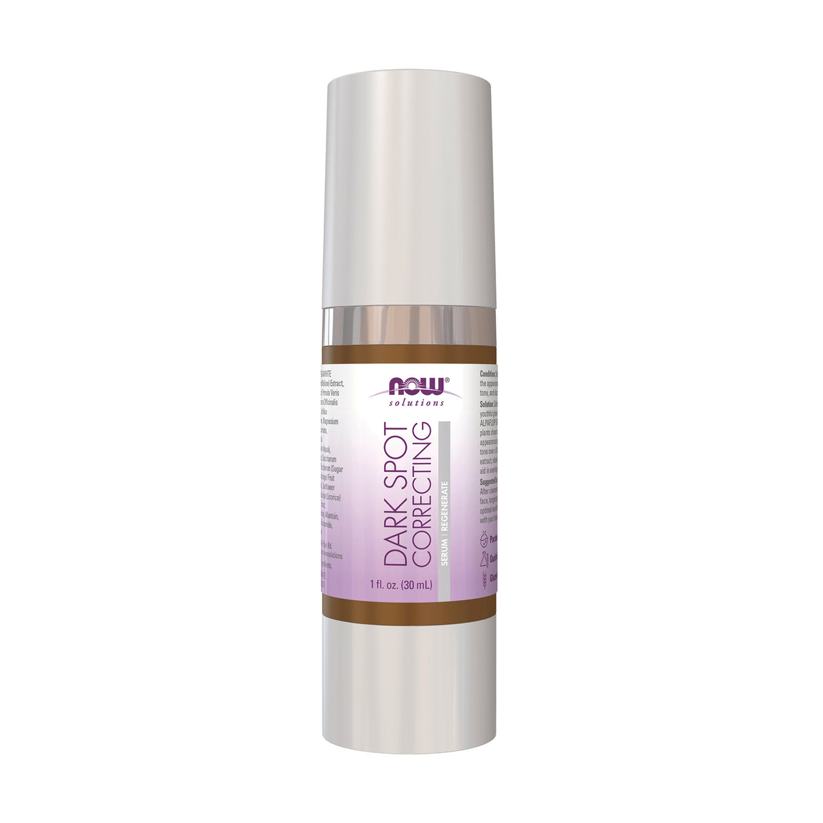 NWF1191 | NOW Solutions Dark Spot Correcting serum 1 fl oz pump bottle, front label