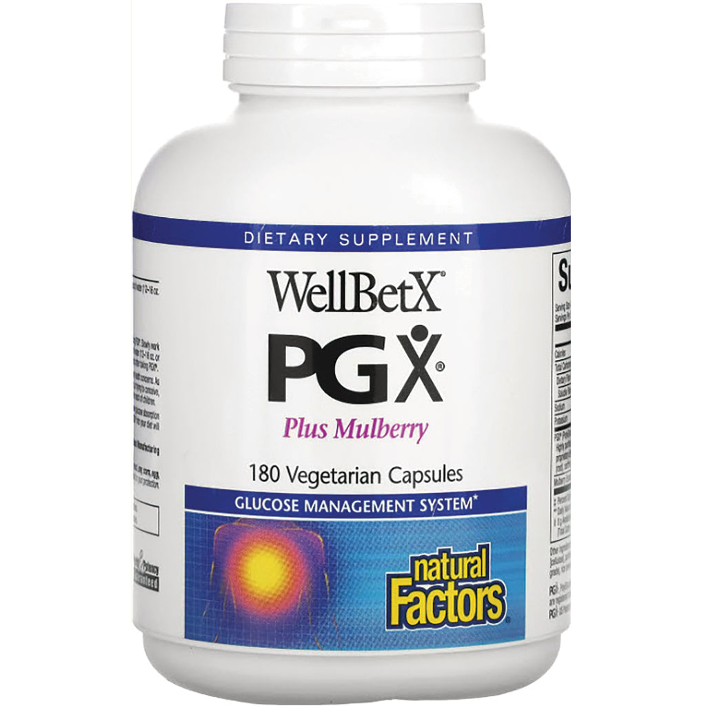 NFC035 | WellBetX PGX Plus Mulberry 180 vegetarian capsules bottle front with Natural Factors label - Thumbnail