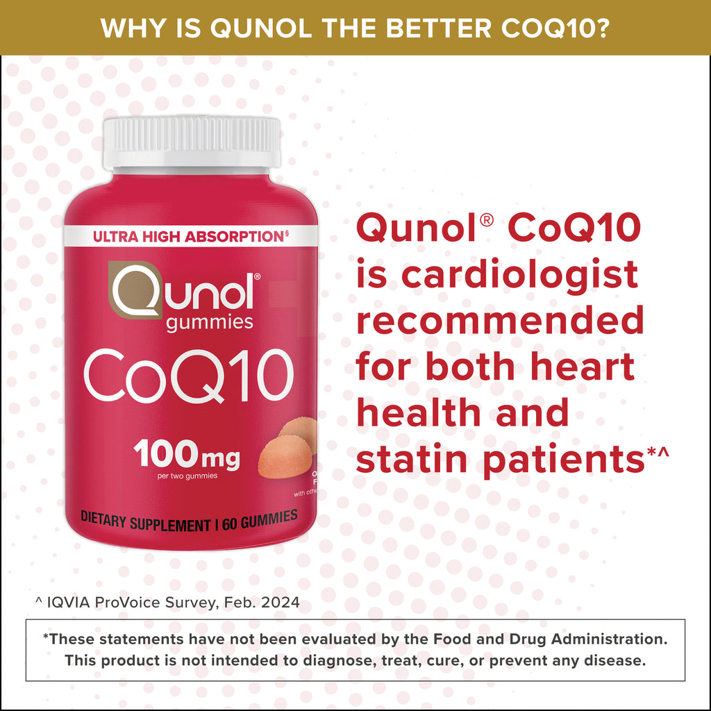 QNL013 | Qunol CoQ10 gummies infographic stating cardiologist recommended for heart health and statin patients - Thumbnail