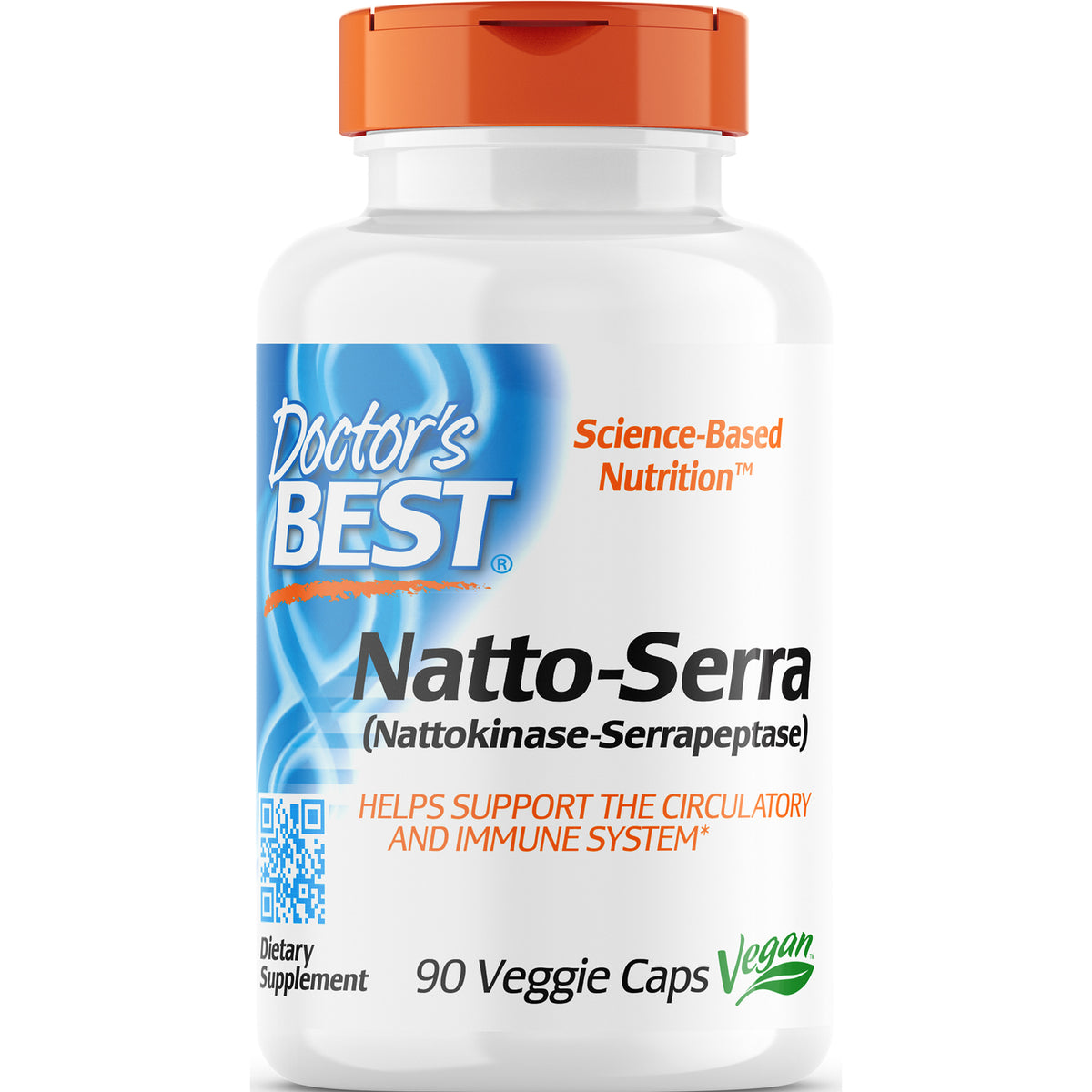 DB228 | Doctor's Best Natto-Serra bottle front label, 90 Veggie Caps, vegan dietary supplement