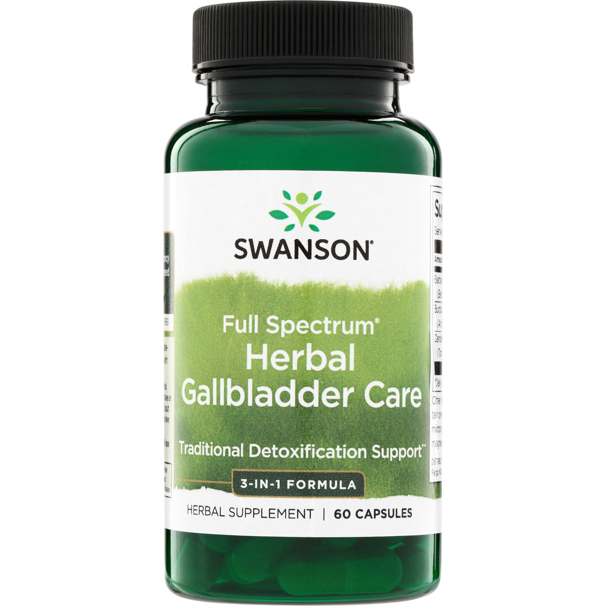 SW1492 | Swanson Full Spectrum Herbal Gallbladder Care, 60 capsules bottle front, 3-in-1 formula