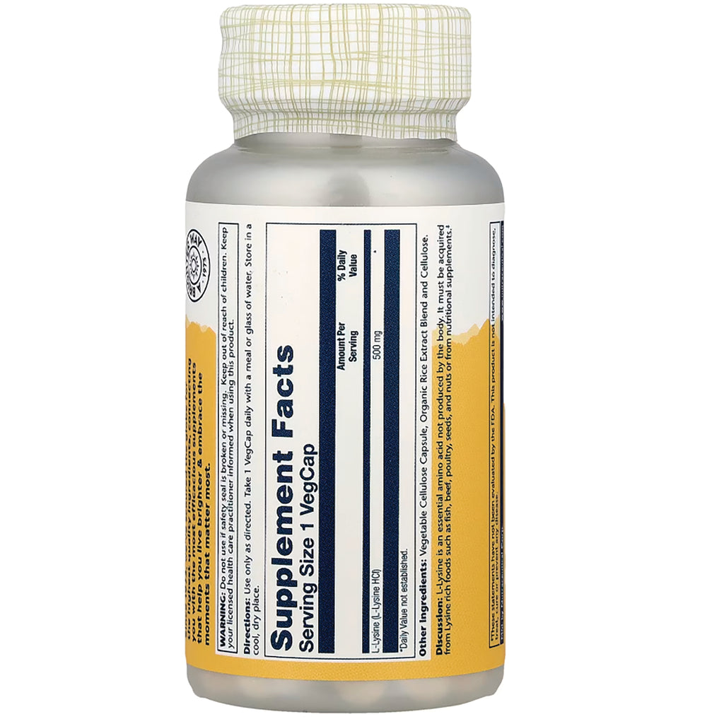SLR371 | Back label with Supplement Facts panel, serving size 1 VegCap, 500 mg - Thumbnail