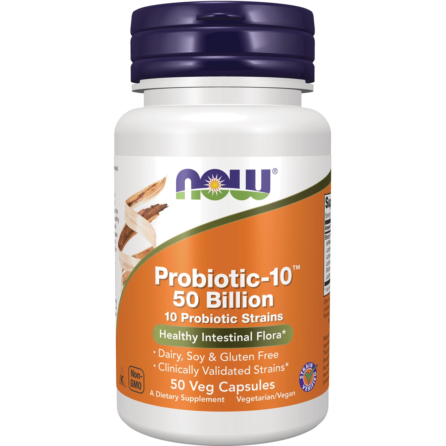NWF344 | NOW Probiotic-10 50 Billion supplement bottle with front label showing 50 veg capsules