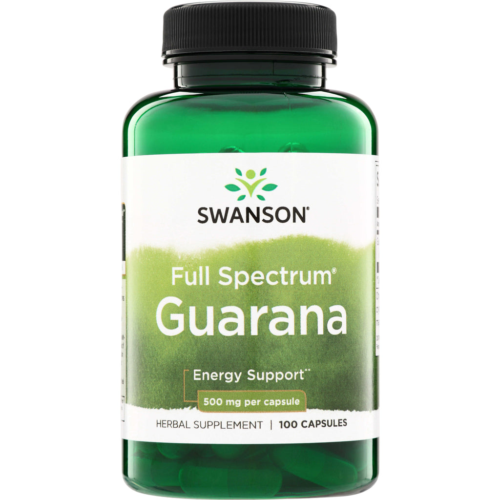 SW978 | Swanson Full Spectrum Guarana herbal supplement, energy support, 500 mg per capsule, 100 capsules - Thumbnail