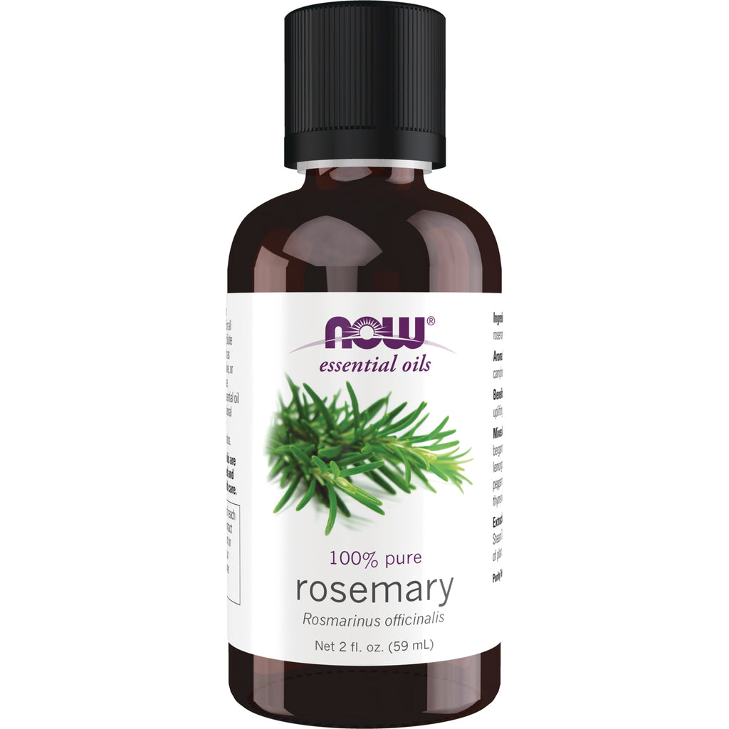 NWF272 | NOW essential oils 100% pure rosemary 2 fl oz (59 mL) brown glass bottle with white label - Thumbnail