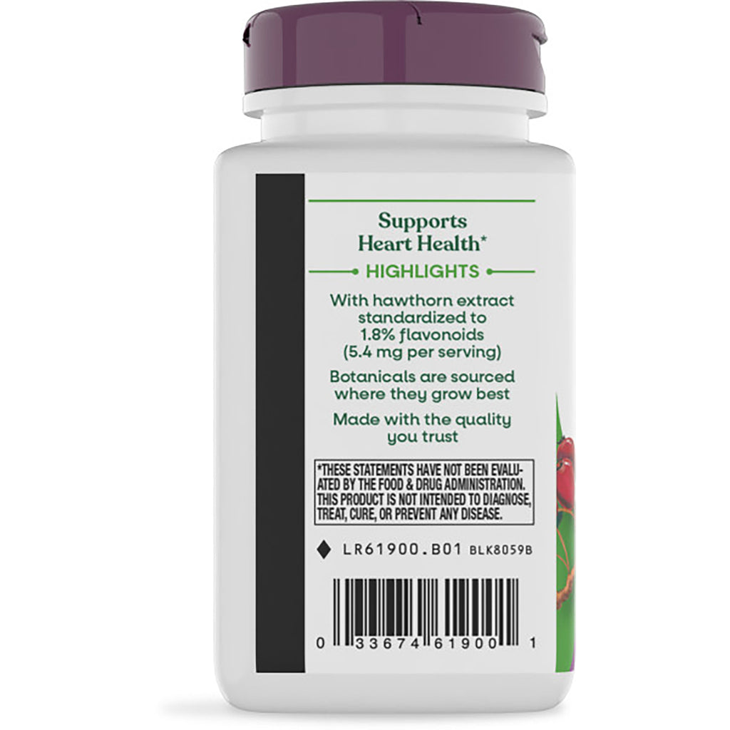 NW526 | Back label of supplement bottle showing Supports Heart Health heading, highlights, small ingredient text and barcode - Thumbnail