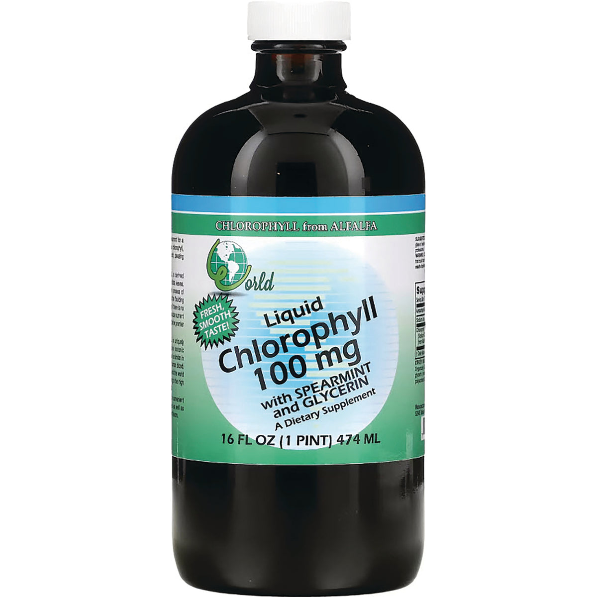 WOG009 | Liquid Chlorophyll 100 mg with spearmint and glycerin, 16 fl oz bottle