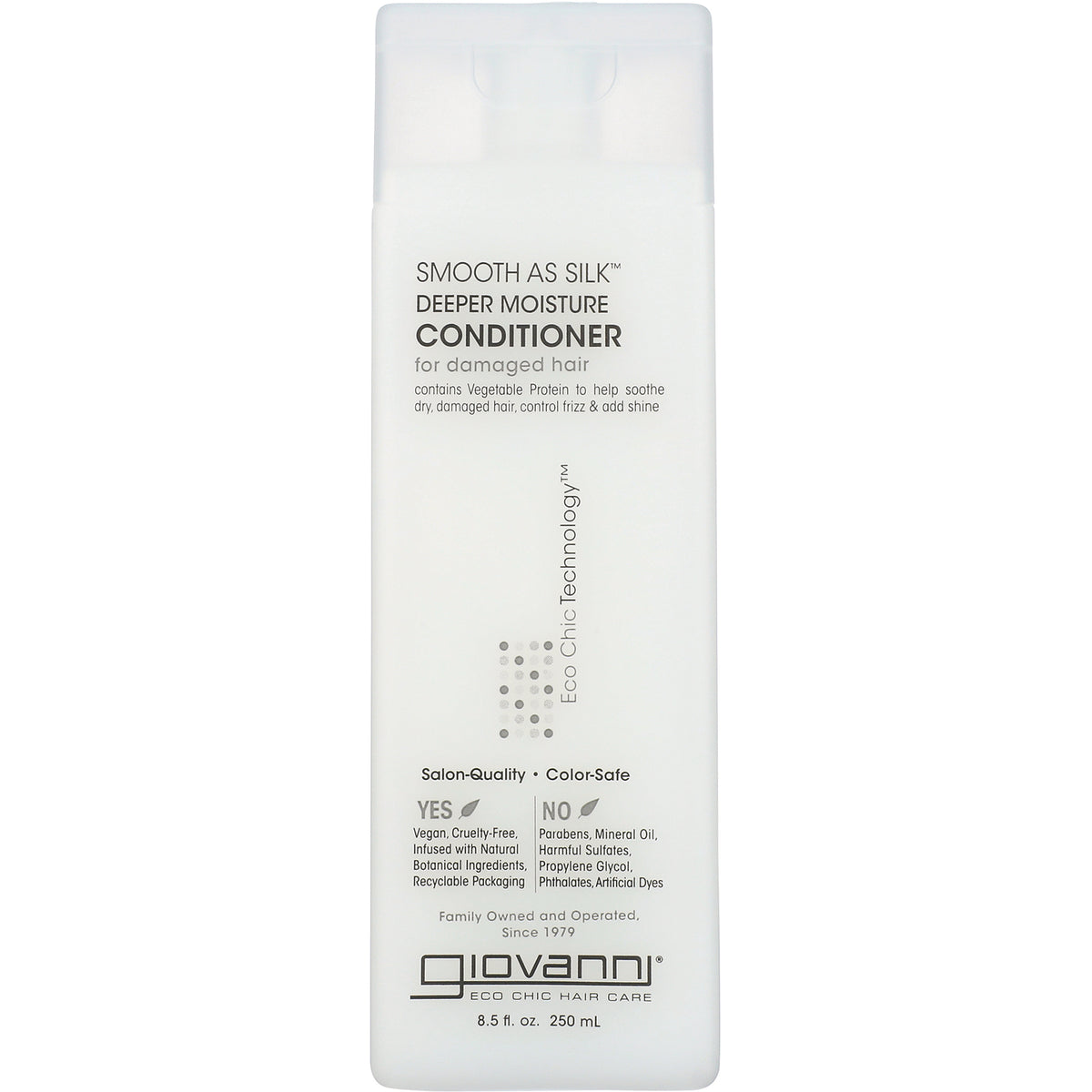 Giovanni Smooth as Silk deeper moisture conditioner bottle labeled CONDITIONER for damaged hair, 8.5 fl oz